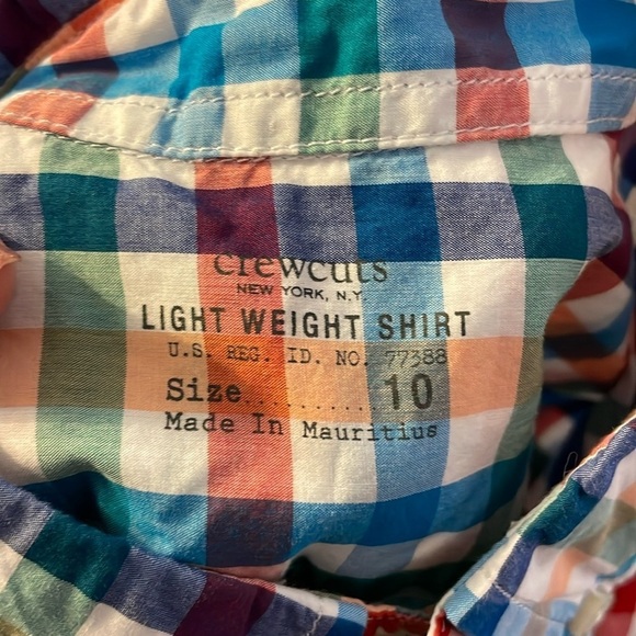 Crewcuts J. Crew Lightweight Shirt Button Down Rainbow Check size 10 - Picture 4 of 15